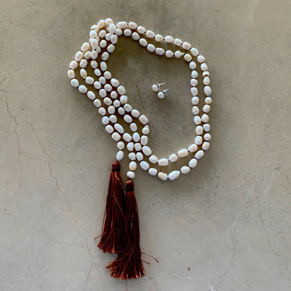 Faux Pearl  and earrings set